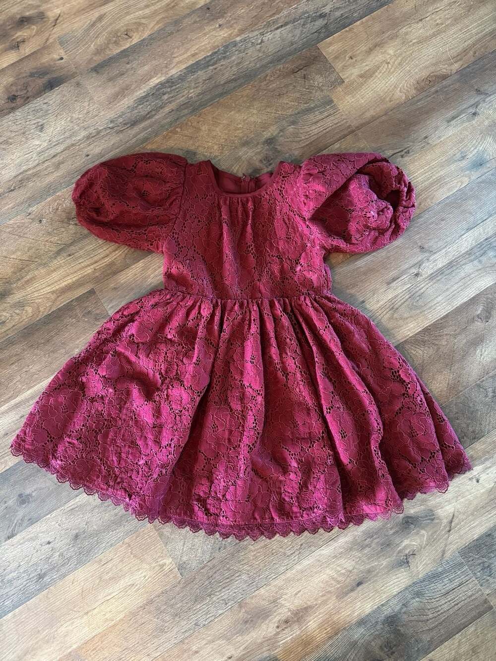 Rachel Parcell Burgundy Lace Puff Sleeve Dress